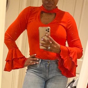 Ruffled Arm Top...